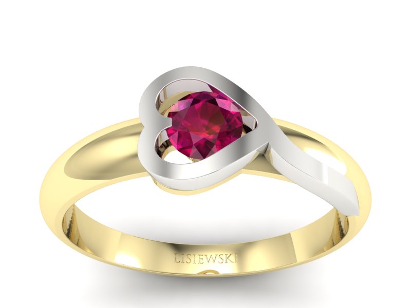 Pierścionek z rubinem żółte białe złoto - p16198zbr - 1