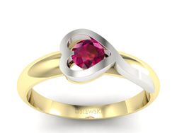 Pierścionek z rubinem żółte białe złoto - p16198zbr