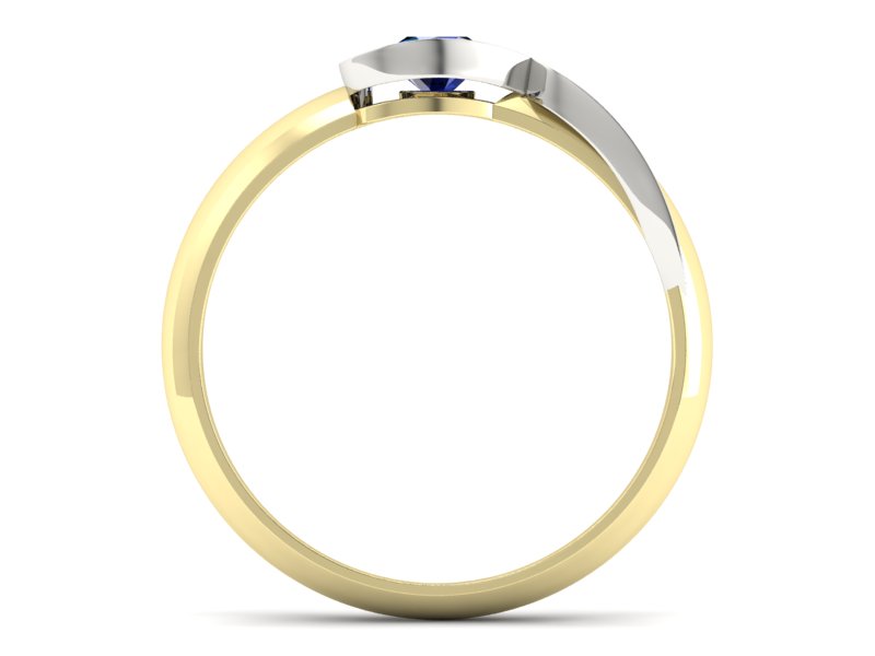 Pierścionek z szafirem żółte białe złoto - p16198zbsz - 2