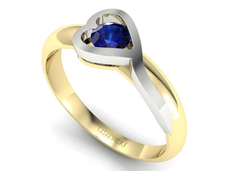 Pierścionek z szafirem żółte białe złoto - p16198zbsz - 3