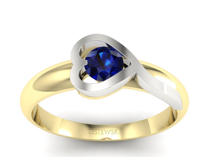 Pierścionek z szafirem żółte białe złoto - p16198zbsz - 1