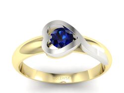 Pierścionek z szafirem żółte białe złoto - p16198zbsz