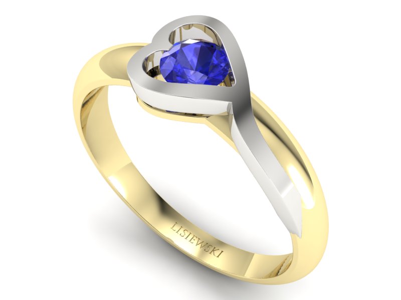 Pierścionek z szafirem żółte białe złoto - p16198zbszc - 3