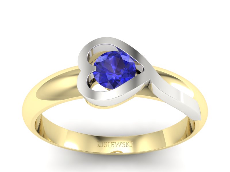 Pierścionek z szafirem żółte białe złoto - p16198zbszc - 1