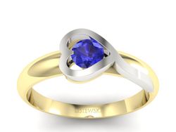 Pierścionek z szafirem żółte białe złoto - p16198zbszc
