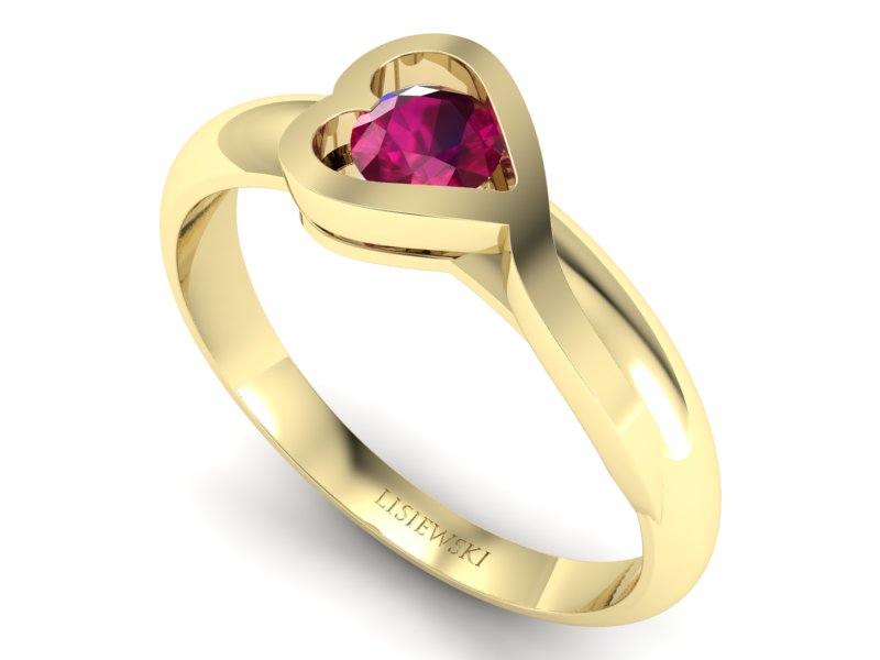 Złoty pierścionek z rubinem żółte złoto - p16198zr - 3