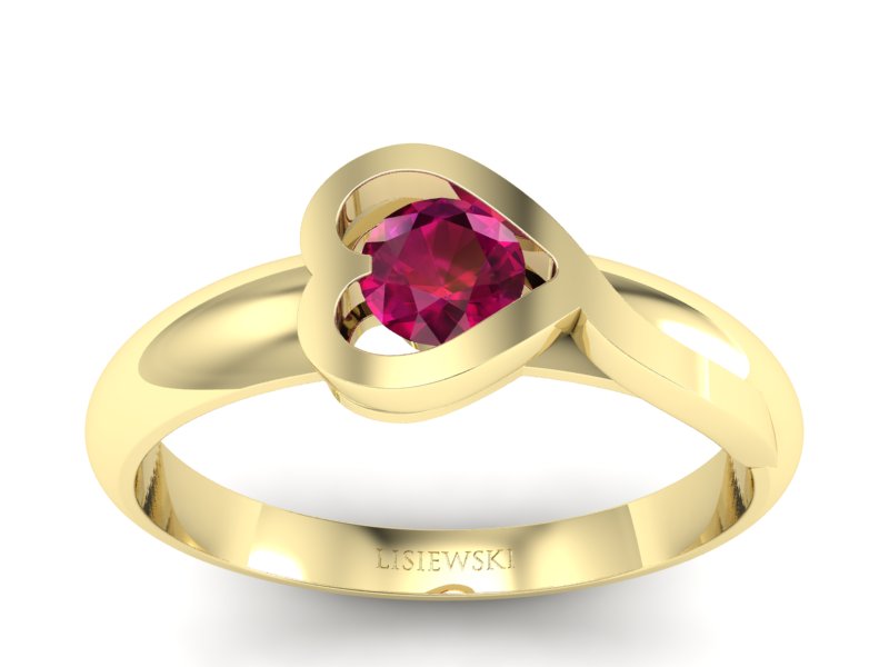 Złoty pierścionek z rubinem żółte złoto - p16198zr - 1