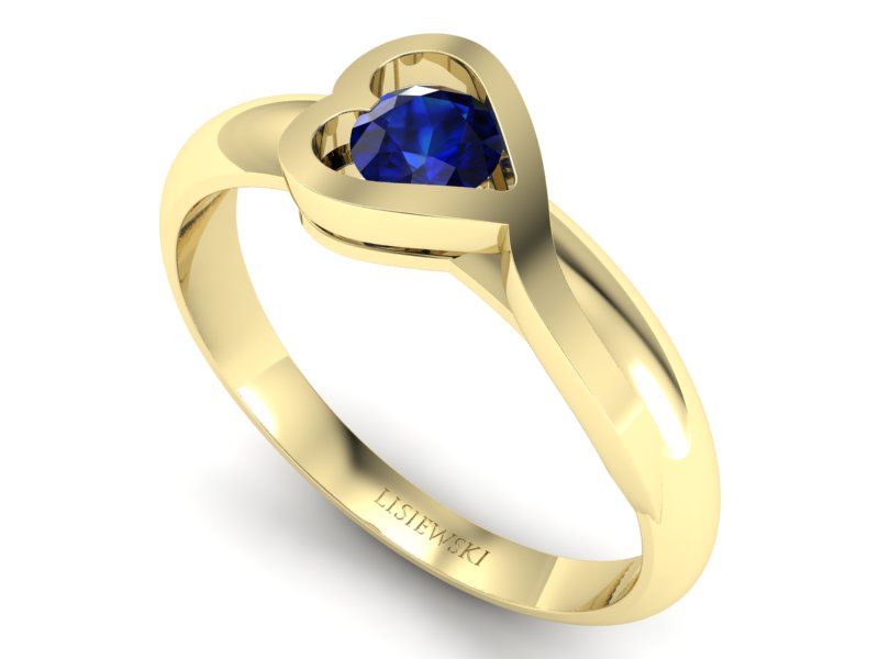 Złoty pierścionek z szafirem żółte złoto - p16198zsz - 3