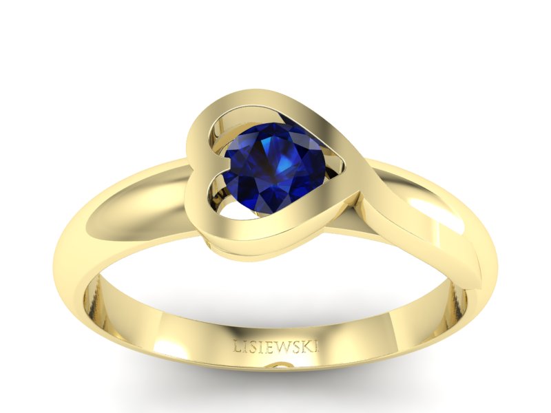 Złoty pierścionek z szafirem żółte złoto - p16198zsz - 1
