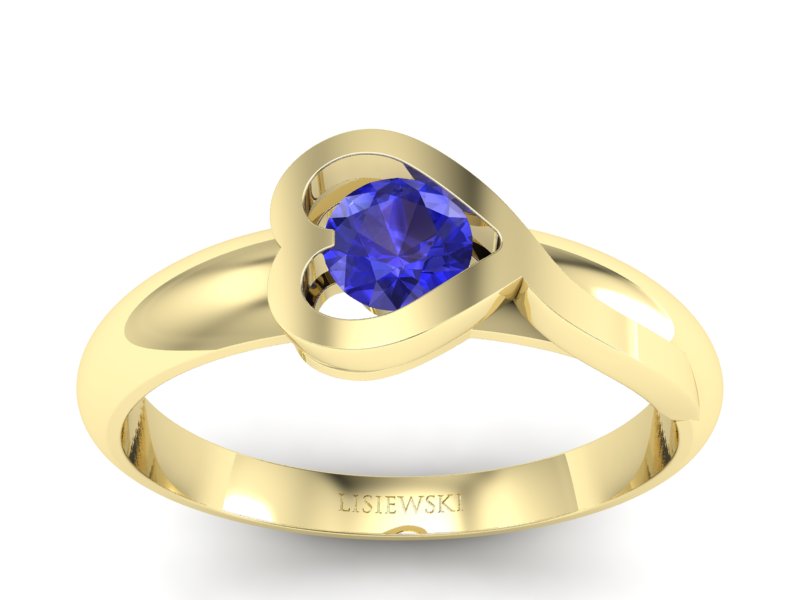 Złoty pierścionek z szafirem żółte złoto szafir - p16198zszc - 1