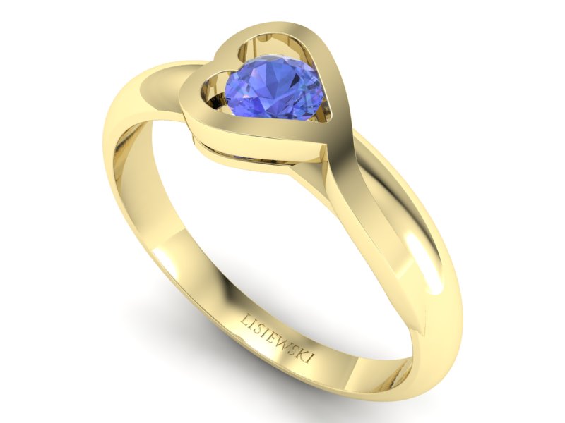 Złoty pierścionek z tanzanitem żółte złoto - p16198zt - 3