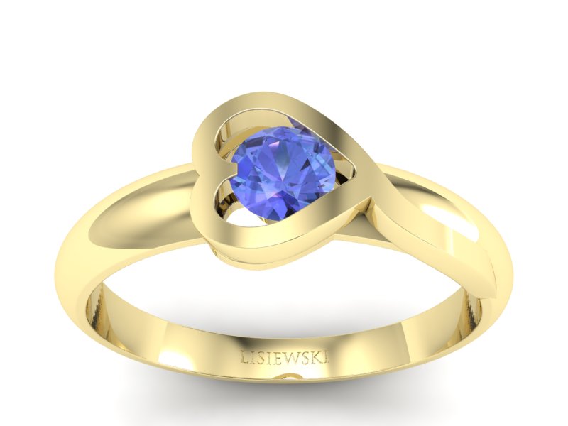 Złoty pierścionek z tanzanitem żółte złoto - p16198zt - 1
