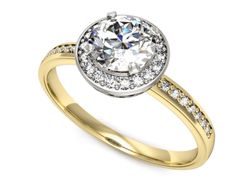 Pierścionek z diamentami żółte i białe złoto 585 - p16199zb