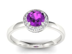 Złoty pierścionek z ametystem i diamentami - p16200bat
