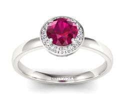 Pierścionek z rubinem i brylantami białe złoto - p16200br