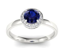 Pierścionek z szafirem i brylantami białe złoto - p16200bsz