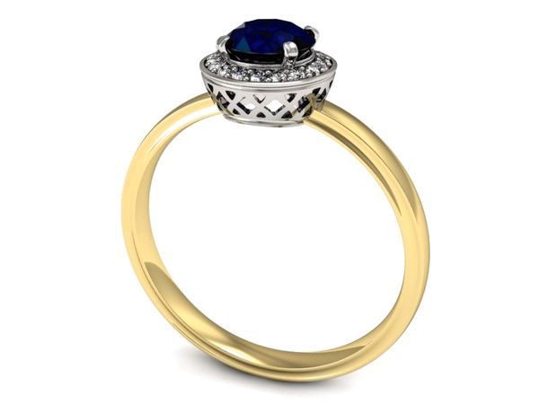Pierścionek z szafirem i diamentami złoto 585 - p16200zbsz