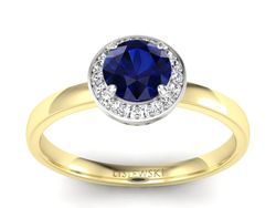 Pierścionek z szafirem i diamentami złoto 585 - p16200zbsz
