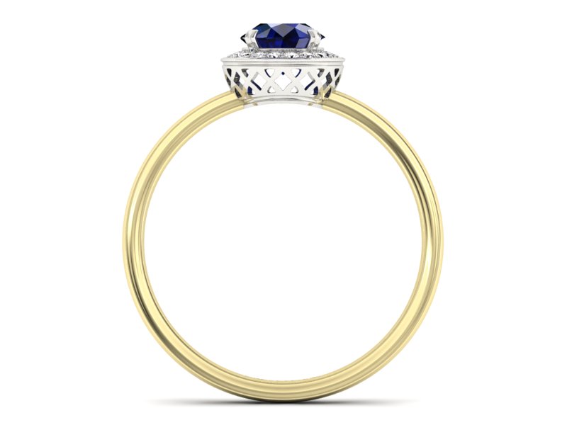 Pierścionek z szafirem i diamentami złoto 585 - p16200zbsz - 2