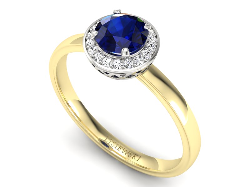 Pierścionek z szafirem i diamentami złoto 585 - p16200zbsz - 3