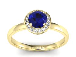 Pierścionek ze spinelem i diamentami żółte złoto - p16200zsp