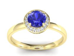 Złoty Pierścionek z szafirem i diamentami - p16200zszc