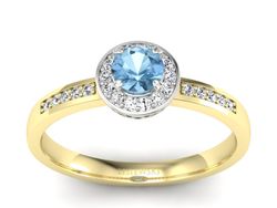 Pierścionek topaz i brylanty białe i żółte złoto - p16202zba