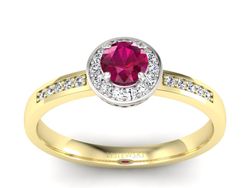 Pierścionek z rubinem i diamentami złoto 585 - p16202zbr