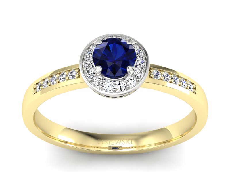 Pierścionek z szafirami i diamentami złoto 585 - p16202zbsz - 1