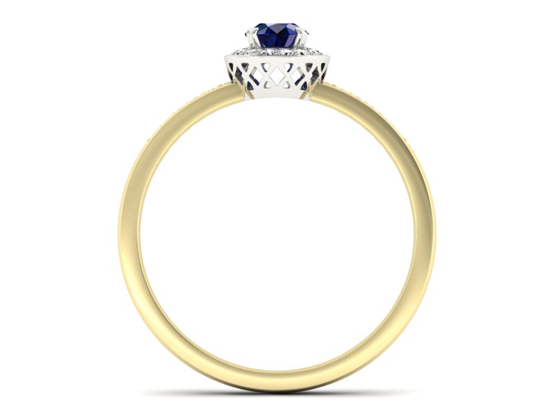 Pierścionek z szafirami i diamentami złoto 585 - p16202zbsz - 2