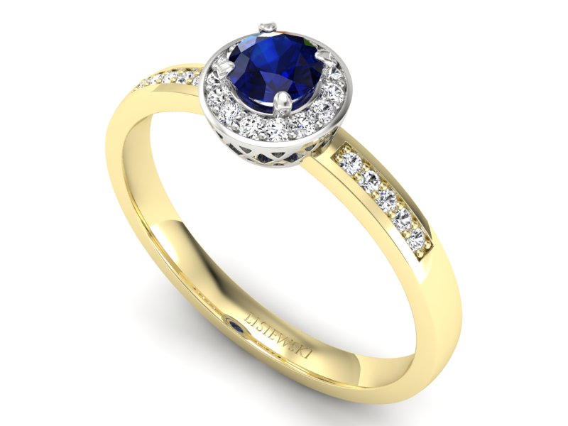 Pierścionek z szafirami i diamentami złoto 585 - p16202zbsz - 3