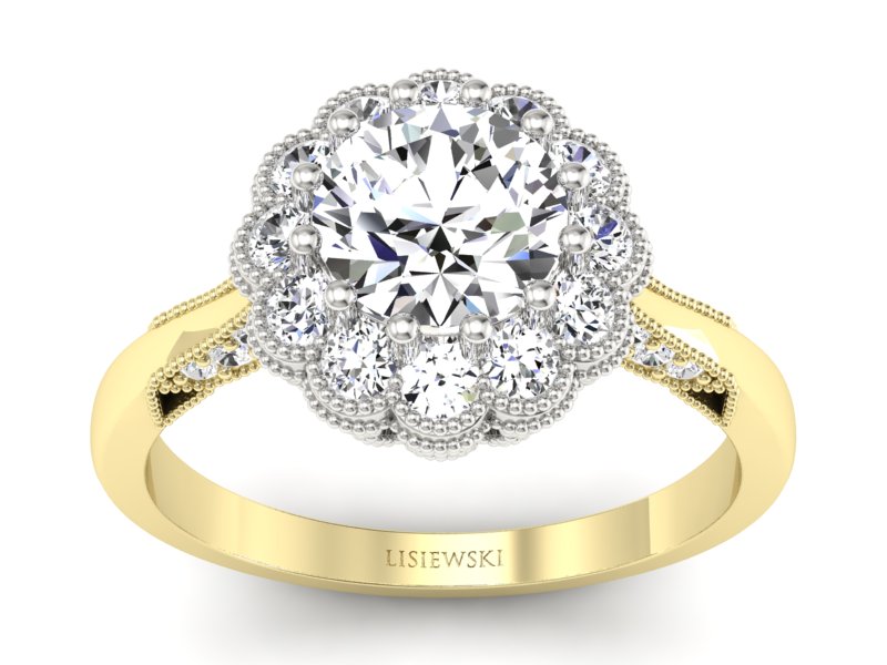 Pierścionek zaręczynowy z diamentami złoto 585 - p16203zb - 1