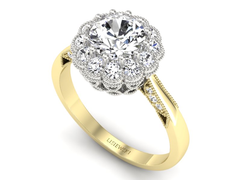 Pierścionek zaręczynowy z diamentami złoto 585 - p16203zb - 3