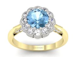 Pierścionek topaz i brylanty białe i żółte złoto - p16203zba