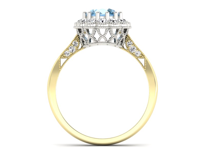Pierścionek topaz i brylanty białe i żółte złoto - p16203zba - 2