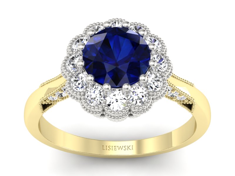 Pierścionek z szafirami i diamentami złoto 585 - p16203zbsz - 1