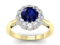 Pierścionek z szafirami i diamentami złoto 585 - p16203zbsz