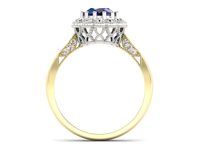 Pierścionek z szafirami i diamentami złoto 585 - p16203zbsz - 2