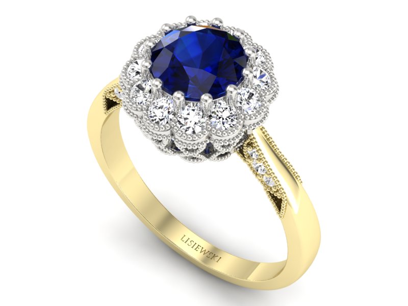 Pierścionek z szafirami i diamentami złoto 585 - p16203zbsz - 3