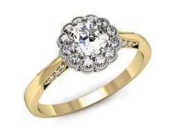Pierścionek z diamentami żółte i białe złoto 585 - p16204zb