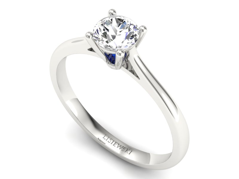 Pierścionek zaręczynowy z brylantem i szafirem - p16205bsz - 3