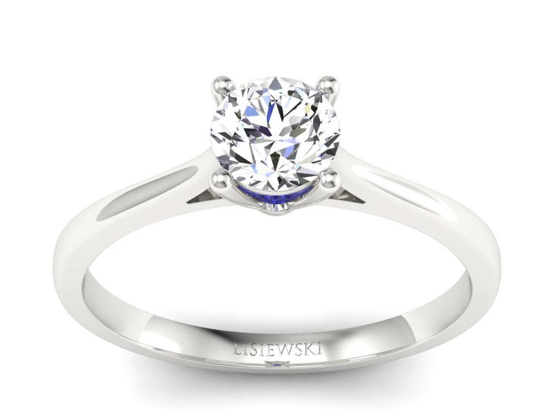 Pierścionek z brylantem i szafirem białe złoto - p16205bszc - 1