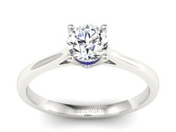 Pierścionek z brylantem i szafirem białe złoto - p16205bszc