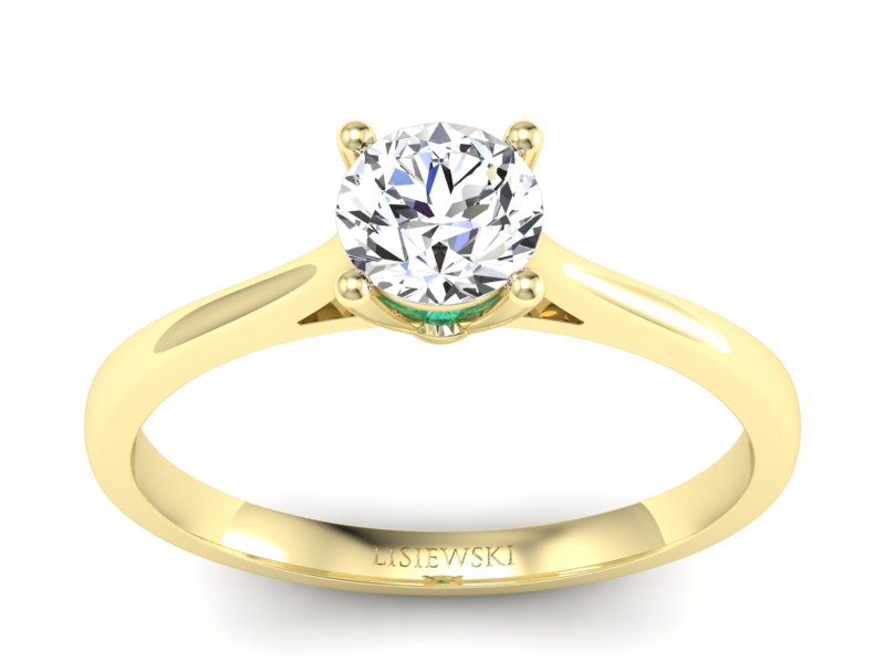 Złoty pierścionek z brylantem i szmaragdem - p16205zbsm - 1