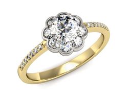 Pierścionek z diamentami żółte i białe złoto - p16206zbV