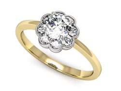 Pierścionek z diamentami żółte i białe złoto 585 - p16207zb