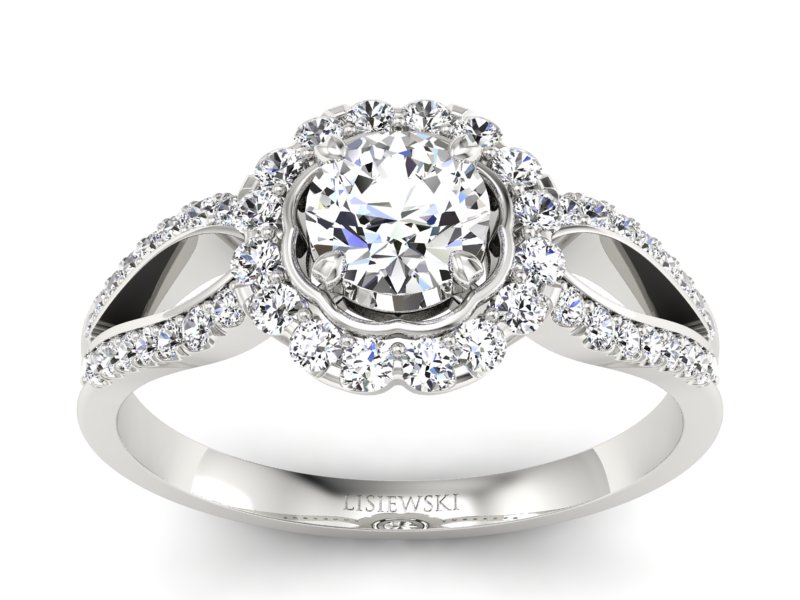 Złoty pierścionek z brylantami białe złoto - p16208b - 1