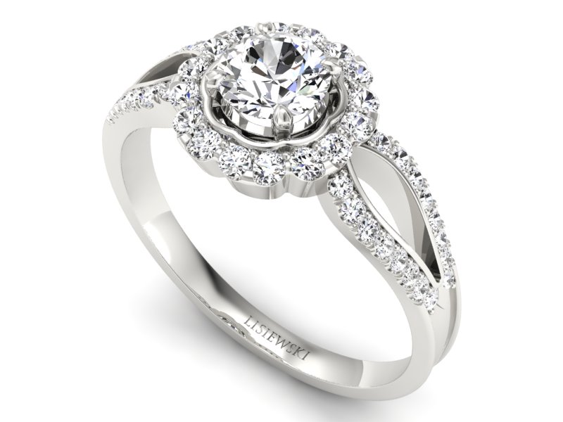 Złoty pierścionek z brylantami białe złoto - p16208b - 3