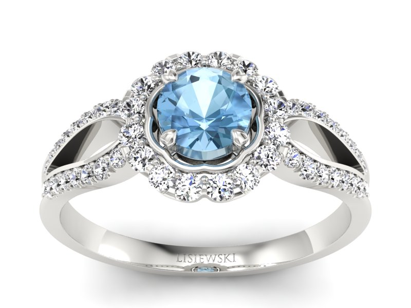 Złoty pierścionek z topazem i brylantami - p16208ba - 1