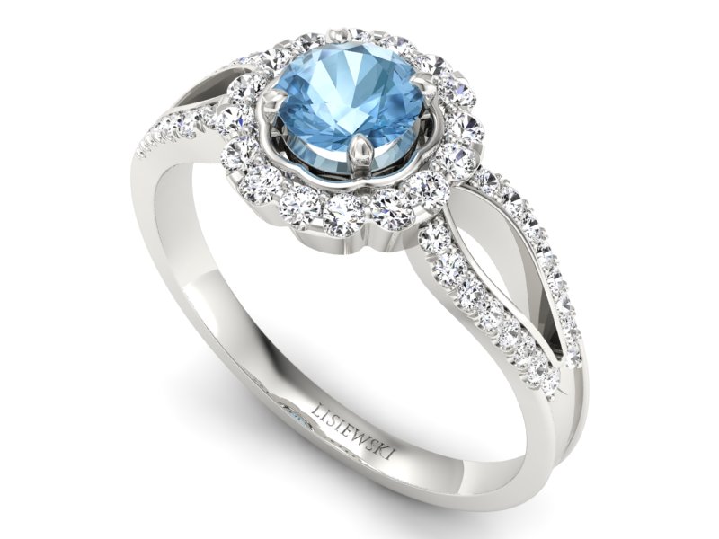 Złoty pierścionek z topazem i brylantami - p16208ba - 3